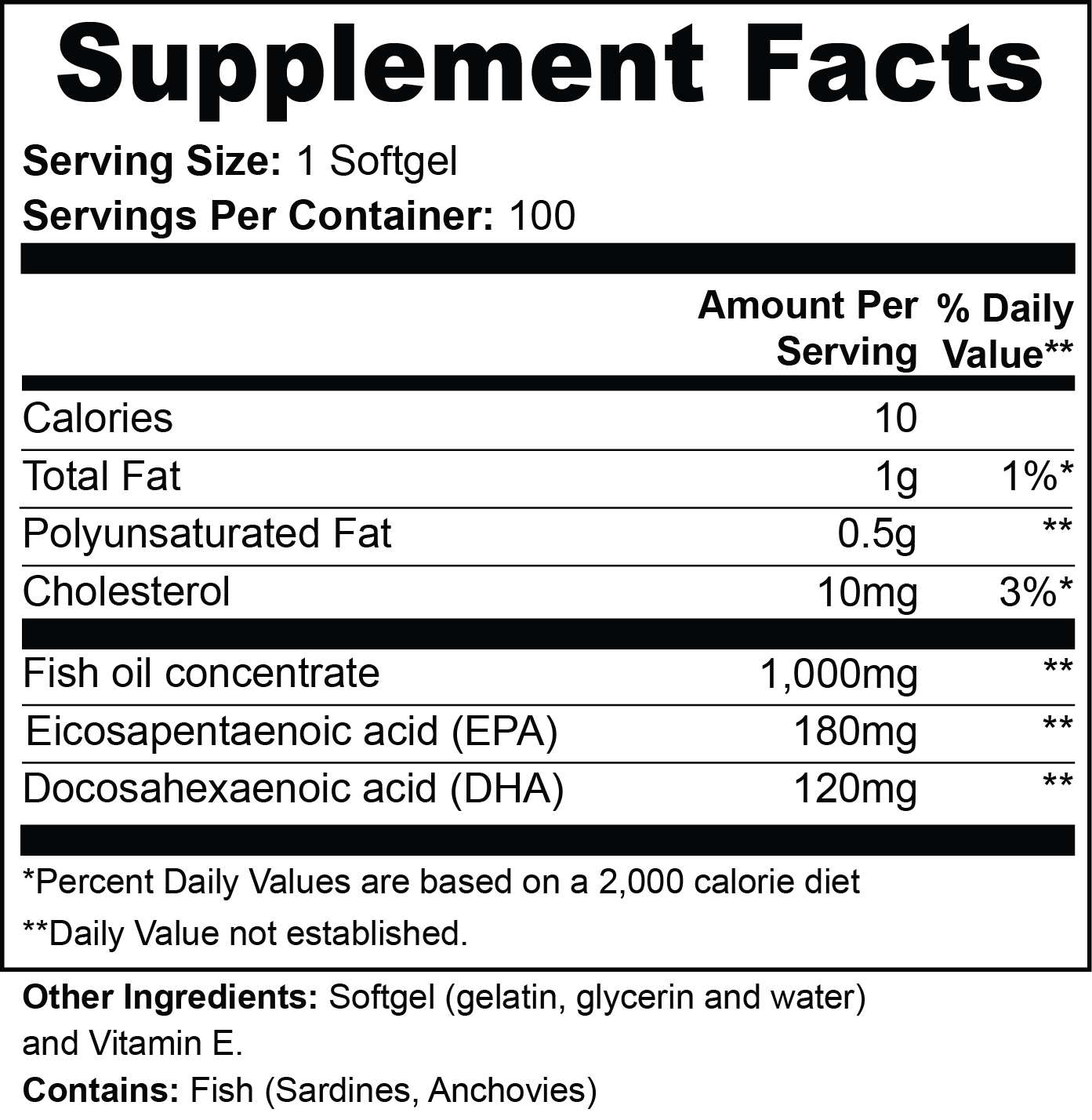 Omega-3 Fish Oil Fatty Acid Supplement