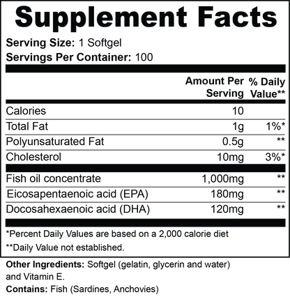 Omega-3 Fish Oil Fatty Acid Supplement