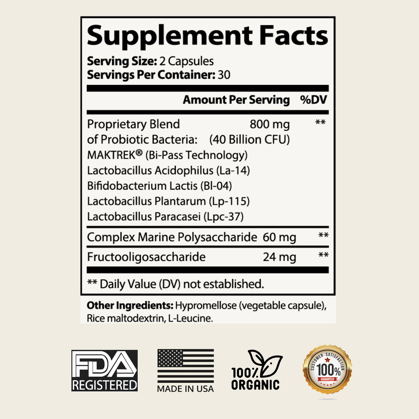 40 Billion CFU Multi-Strain, Probiotic + Prebiotics