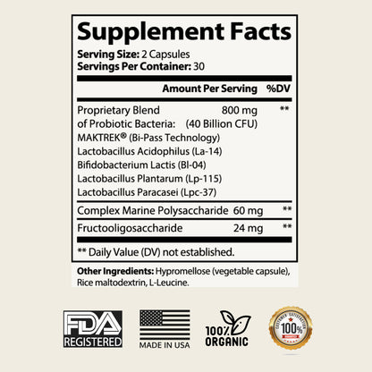 40 Billion CFU Multi-Strain, Probiotic + Prebiotics